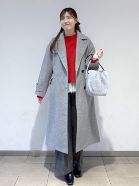 「アイテム（チェスターコート）」を使った、annaさん（レディース・167cm）の冬コーディネート