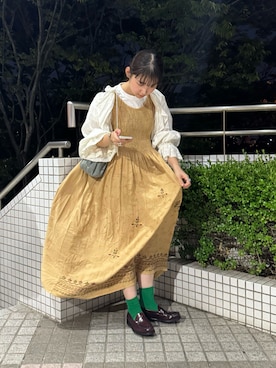 「革靴」｜「アイテム（ワンピース/ドレス）」を使った、me youさん（レディース・165cm）の秋コーディネート