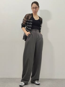 「nissen（ニッセン）の高身長　接触冷感ツイルカーブパンツ（UVカット・防シワ）（トールサイズ）（パンツ、グレー系）」を使った、reiさん（レディース・173cm）の秋コーディネート