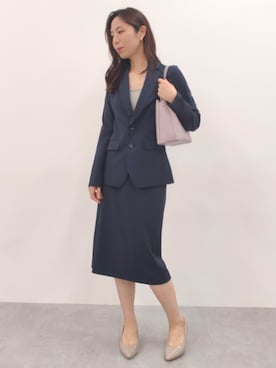 「nissen（ニッセン）の高身長【レディーススーツ】洗えるタイトスカートスーツ（ジャケット＋スカート）（タテヨコストレッチ・リスピィ素材使用）(入学式・卒業式)（トールサイズ）（フォーマルスーツ/小物、ブルー系）」を使った、reiさん（レディース・173cm）の夏コーディネート