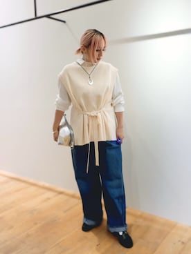 「アイテム（バングル/リストバンド）」を使った、micoさん（レディース・155cm）の秋コーディネート