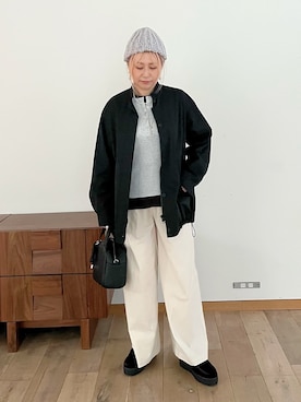 「collex（コレックス）のチャーム付き 2WAYキューブボストン（ボストンバッグ）」を使った、micoさん（レディース・155cm）の秋コーディネート