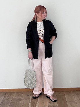「collex（コレックス）のアイテム（パンツ）」を使った、micoさん（レディース・155cm）の春コーディネート
