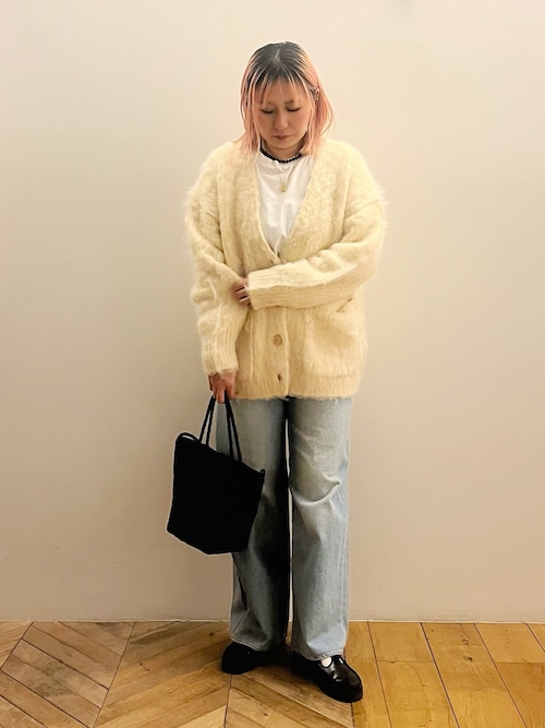 ヘアリー畦編みカーディガン