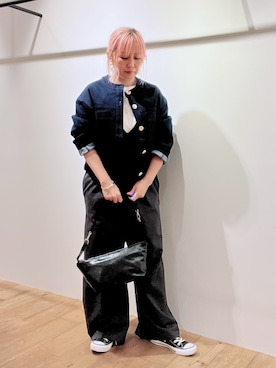 「アイテム（パンツドレス）」を使った、micoさん（レディース・155cm）の秋コーディネート