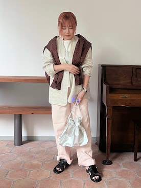 「collex（コレックス）のアイテム（パンツ）」を使った、micoさん（レディース・155cm）の春コーディネート