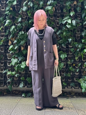 「collex（コレックス）のアイテム（セットアップ）」を使った、micoさん（レディース・155cm）の春コーディネート