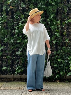 「collex（コレックス）のアイテム（帽子）」を使った、micoさん（レディース・155cm）の夏コーディネート