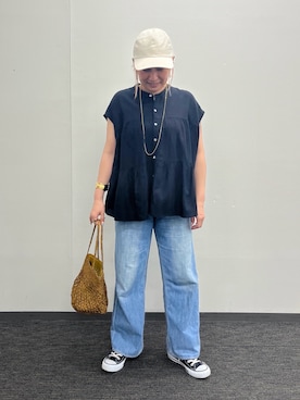 「アイテム（かごバッグ、その他）」を使った、micoさん（レディース・155cm）の春コーディネート