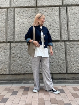 「collex（コレックス）のアイテム（ノーカラージャケット）」を使った、micoさん（レディース・155cm）の秋コーディネート