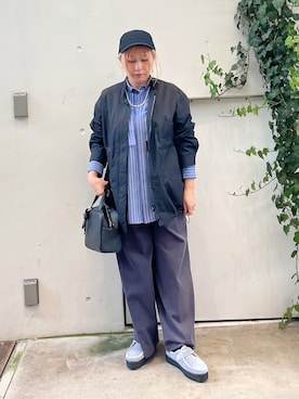 「collex（コレックス）のチャーム付き 2WAYキューブボストン（ボストンバッグ）」を使った、micoさん（レディース・155cm）の秋コーディネート