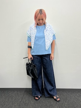 「アイテム（バングル/リストバンド）」を使った、micoさん（レディース・155cm）の夏コーディネート