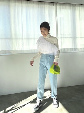 「タートルネック」｜「アイテム（キャミソール）」を使った、yukariさん（レディース・159cm）の春コーディネート