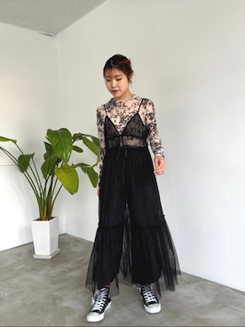 「CONVERSE ALL STAR（コンバースオールスター）の【CONVERSE/コンバース】ALL STAR J HI：ハイカットスニーカー（スニーカー）」を使った、yukariさん（レディース・159cm）の春コーディネート