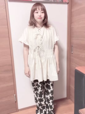 「花柄パンツ」｜mico-micoさん（レディース・156cm）の夏コーディネート