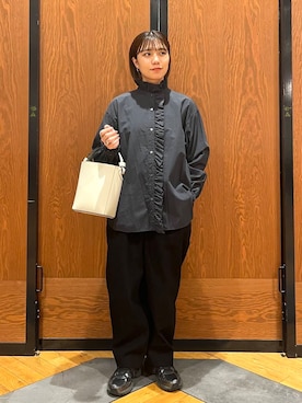 「かぐれ（カグレ）のリネンコットンサルエルパンツ（その他パンツ）」を使った、YURIEさん（レディース・155cm）の春コーディネート