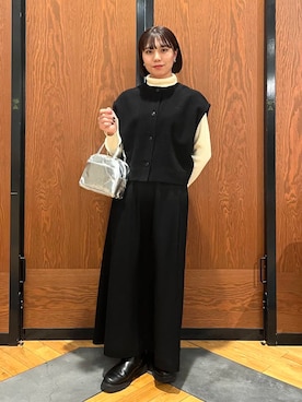 「doors」｜「アイテム（ノーカラーコート）」を使った、YURIEさん（レディース・155cm）の冬コーディネート