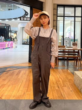 「EKAL（エカル）のアイテム（オールインワン・サロペット）」を使った、YURIEさん（レディース・155cm）の夏コーディネート