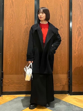 「URBAN RESEARCH DOORS（アーバンリサーチドアーズ）のピンタックフリルスタンドカラーブラウス（シャツ/ブラウス）」を使った、YURIEさん（レディース・155cm）の冬コーディネート