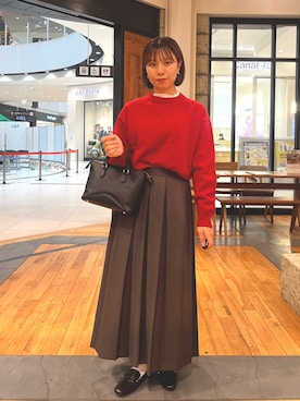 「URBAN RESEARCH DOORS（アーバンリサーチドアーズ）のピンタックフリルスタンドカラーブラウス（シャツ/ブラウス）」を使った、YURIEさん（レディース・155cm）の秋コーディネート