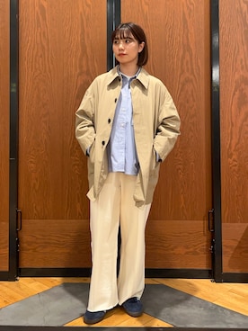 「ラフ」｜「アイテム（ステンカラーコート）」を使った、YURIEさん（レディース・155cm）の冬コーディネート