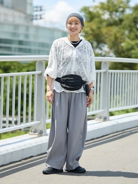 「Green　Parks（グリーンパークス）のアイテム（Tシャツ/カットソー）」を使った、Green Parks officialさん（レディース・157cm）の秋コーディネート