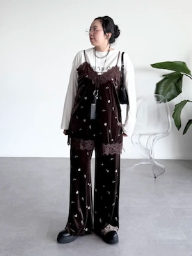 「Green　Parks（グリーンパークス）のアイテム（Tシャツ/カットソー）」を使った、Green Parks officialさん（レディース・155cm）の秋コーディネート