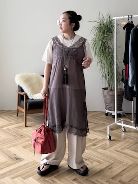 「Green　Parks（グリーンパークス）のアイテム（ショルダーバッグ）」を使った、Green Parks officialさん（レディース・155cm）の夏コーディネート