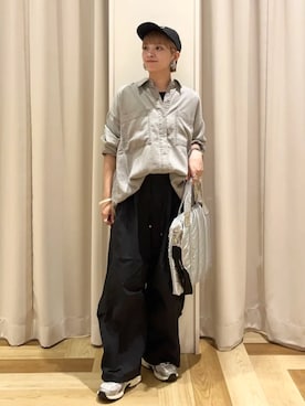 「Green　Parks（グリーンパークス）のデニムマルチWAYシャツ（シャツ/ブラウス、グレー系）」を使った、Green Parks officialさん（レディース・156cm）の夏コーディネート