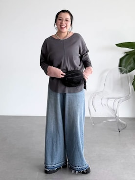 「Green　Parks（グリーンパークス）のアイテム（Tシャツ/カットソー）」を使った、Green Parks officialさん（レディース・155cm）の秋コーディネート