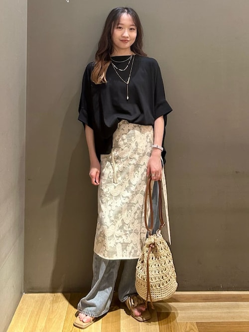 natural couture/フロント釦ストライプスカート｜NICE CLAUP