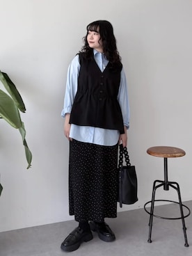 「Green　Parks（グリーンパークス）の2WAYチェーンメイクワンショルダーバッグ（ショルダーバッグ、ブラック系）」を使った、Green Parks officialさん（レディース・159cm）の春コーディネート