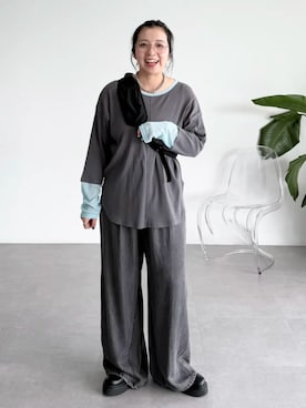 「Green　Parks（グリーンパークス）のアイテム（Tシャツ/カットソー）」を使った、Green Parks officialさん（レディース・157cm）の秋コーディネート