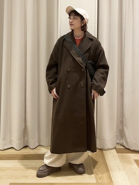 「おでかけコーデ」｜「アイテム（ステンカラーコート）」を使った、Green Parks officialさん（レディース・157cm）の冬コーディネート