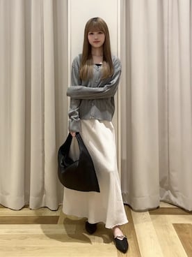 「Green　Parks（グリーンパークス）のVカットメタルパーツミュール（その他シューズ、ブラック系）」を使った、Green Parks officialさん（レディース・159cm）の春コーディネート