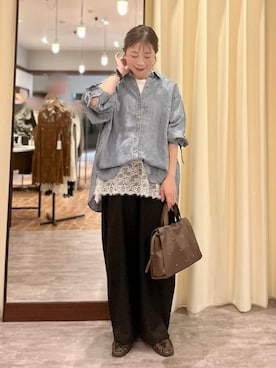 「Green　Parks（グリーンパークス）のアイテム（Tシャツ/カットソー）」を使った、Green Parks officialさん（レディース・161cm）の秋コーディネート