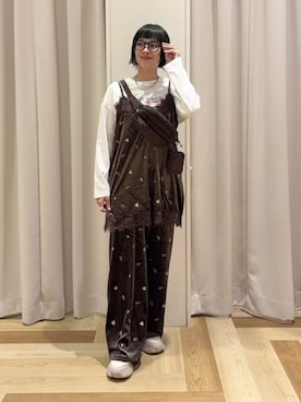 「Green　Parks（グリーンパークス）のアイテム（Tシャツ/カットソー）」を使った、Green Parks officialさん（レディース・157cm）の秋コーディネート