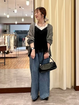 「Green　Parks（グリーンパークス）の機能付テレコリブタンクトップⅡ（タンクトップ、ホワイト系）」を使った、Green Parks officialさん（レディース・156cm）の夏コーディネート