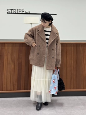 「アイテム（ピーコート）」を使った、Green Parks officialさん（レディース・154cm）の冬コーディネート