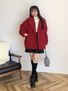 「アイテム（ピーコート）」を使った、Green Parks officialさん（レディース・160cm）の冬コーディネート