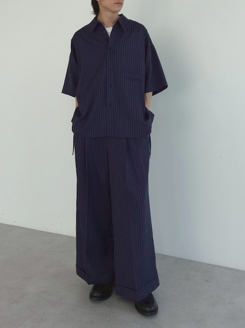 ピンストライプ2タックワイドバギースラックス（スラックス）｜ANEDIST