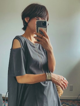 「ラフコーデ」｜「アイテム（チュニック）」を使った、Green Parks officialさん（レディース・161cm）の夏コーディネート