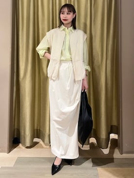 「Green　Parks（グリーンパークス）のトライアングルショルダーバッグ（ショルダーバッグ、ブラック系）」を使った、Green Parks officialさん（レディース・159cm）の春コーディネート