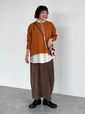 「Green　Parks（グリーンパークス）のアイテム（スカート）」を使った、Green Parks officialさん（レディース・157cm）の秋コーディネート