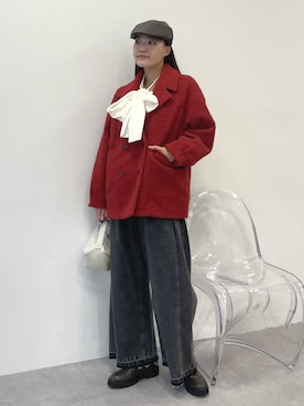 「アイテム（ピーコート）」を使った、Green Parks officialさん（レディース・170cm）の冬コーディネート