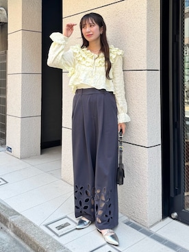 「ブラウスコーデ」｜「アイテム（スウェットパンツ）」を使った、Green Parks officialさん（レディース・160cm）の夏コーディネート