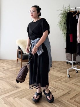 「Green　Parks（グリーンパークス）の大粒パーツネックレス（ネックレス、シルバー系）」を使った、Green Parks officialさん（レディース・156cm）の夏コーディネート