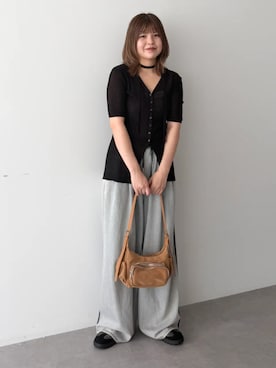 「Green　Parks（グリーンパークス）のコンビソフトスニーカー（スニーカー、ブラック系）」を使った、Green Parks officialさん（レディース・156cm）の夏コーディネート
