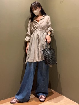 「アイテム（チュニック、ベージュ系）」を使った、Green Parks officialさん（レディース・151cm）の秋コーディネート