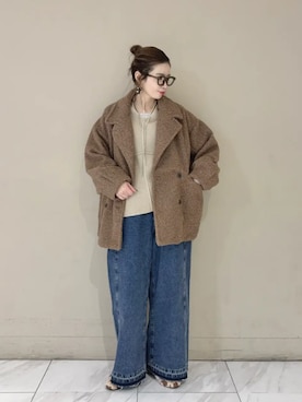 「アイテム（ピーコート）」を使った、Green Parks officialさん（レディース・161cm）の冬コーディネート